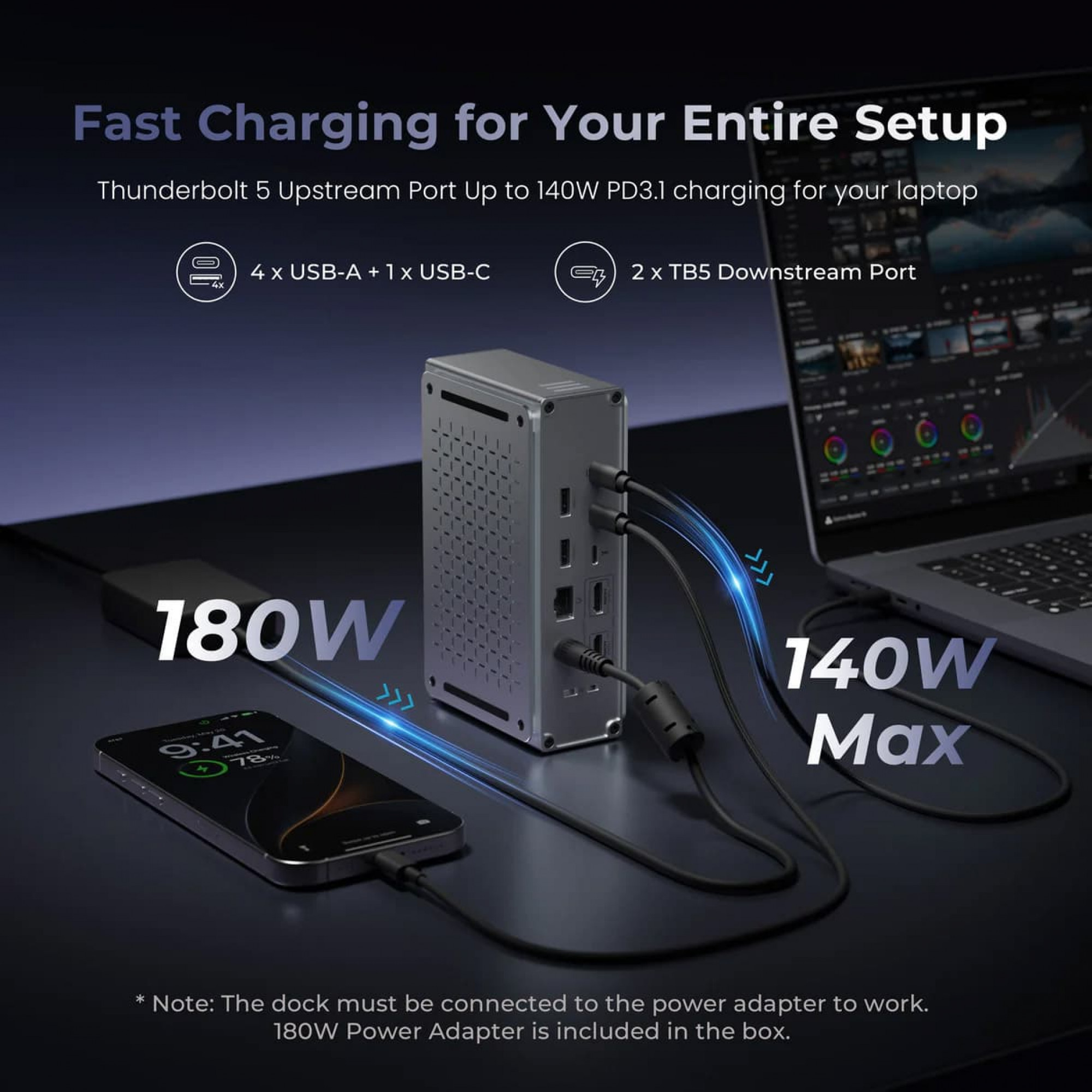 Преміальна док-станція Keychron Thunderbolt 5 Dock (14-in-1)